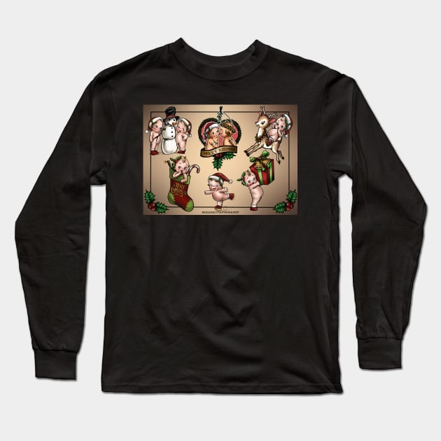 Cute baby christmas tattoo flash Long Sleeve T-Shirt by Nickdancytattoo